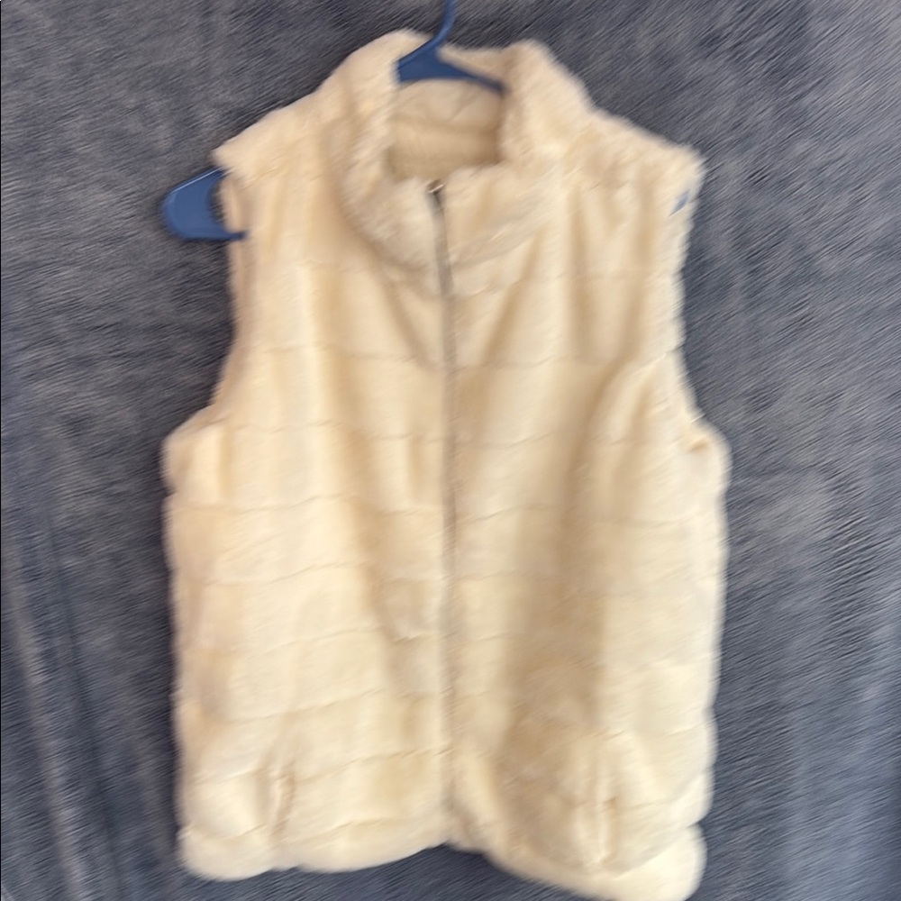 Cozy Cream Faux Fur Vest with Stand-Up Collar